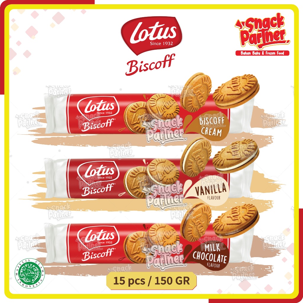 

LOTUS BISCOFF SANDWICH 15 pcs / 150 GR - Milk Chocolate Vanilla - Biskuit Speculoos Karamel Cream / Caramel Biscuit Biscuits, Cookies Cinnamon / Kayu Manis