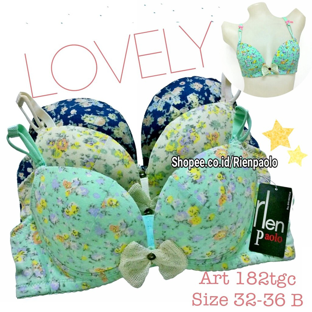 Bra Wanita Push Up BH Kawat CD Lingerie Set Sexy Hot Polos Bordir Bunga Premium Rien Paolo 182