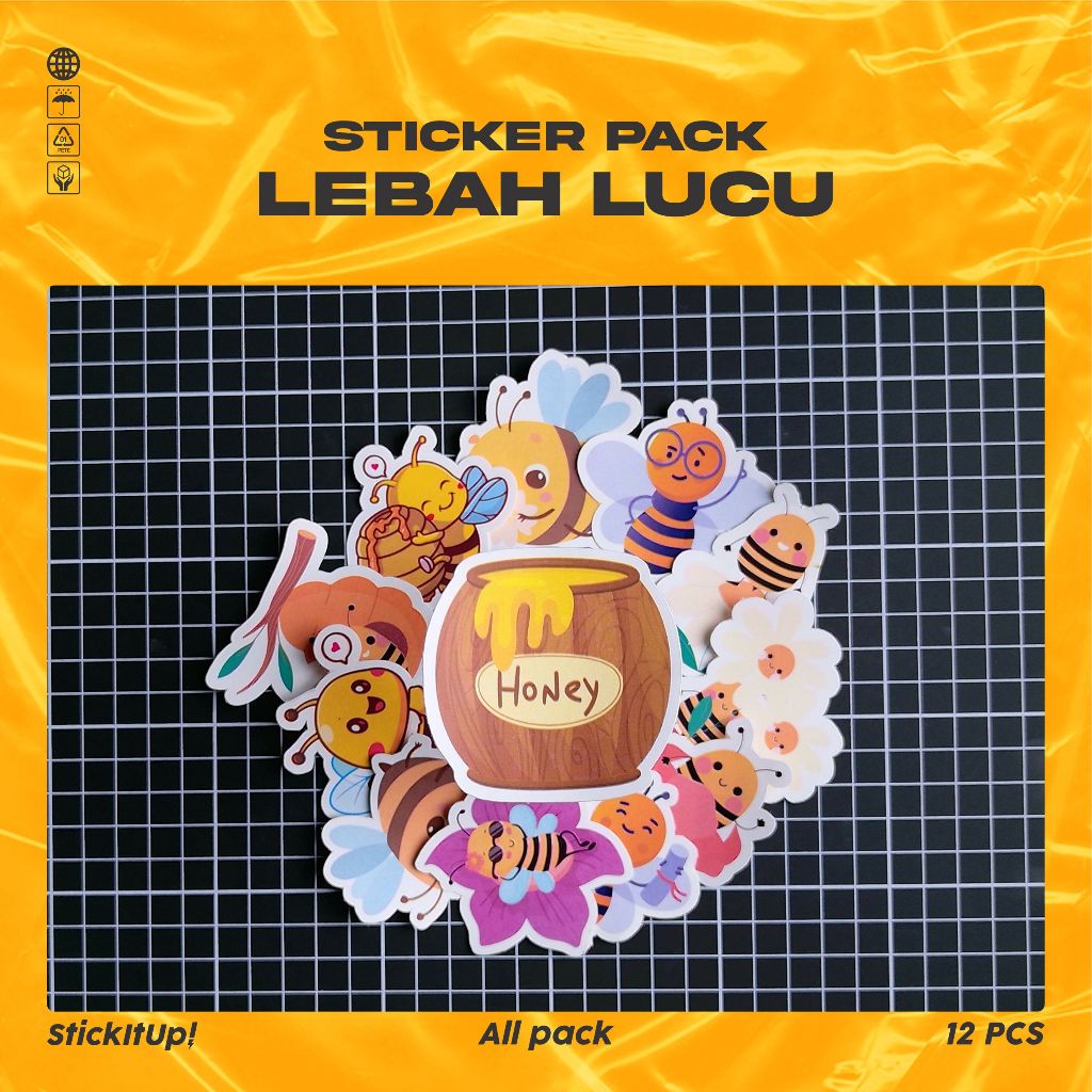 

COD✨ StickitUp Stiker Pack Lebah Lucu Untuk Koper Laptop Skateboard