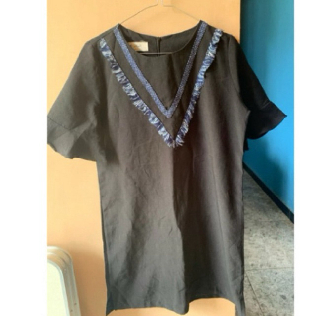 Dress Pendek Wanita Rumbai Brand Angel Indian Hitam Jumbo Preloved