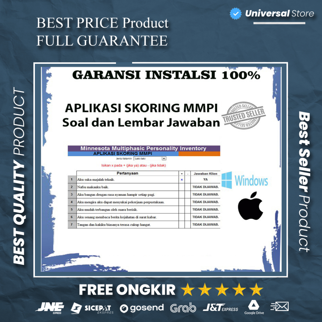 Koleksi Alat Test Psikologi MMPI dan Aplikasi Skoring MMPI Original