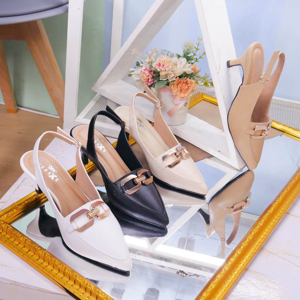 Sepatu wanita kekinian hak tinggi kondangan hitam hak 5cm big size jumbo besar