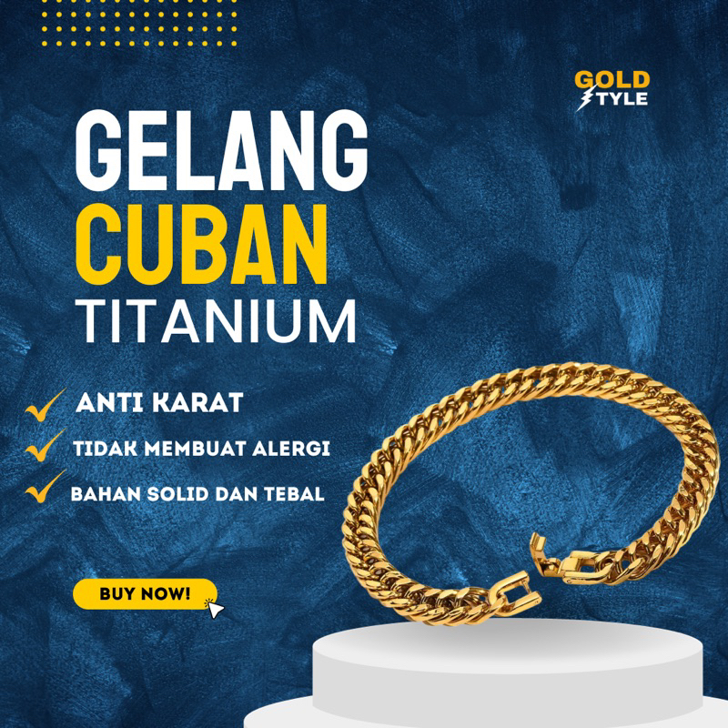 Gelang Rantai pria warna Gold bahan titanium anti karat