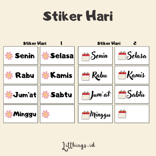 

Stiker Nama Hari | Kertas Stiker