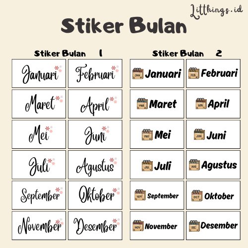 

Stiker Nama Bulan | Kertas Stiker