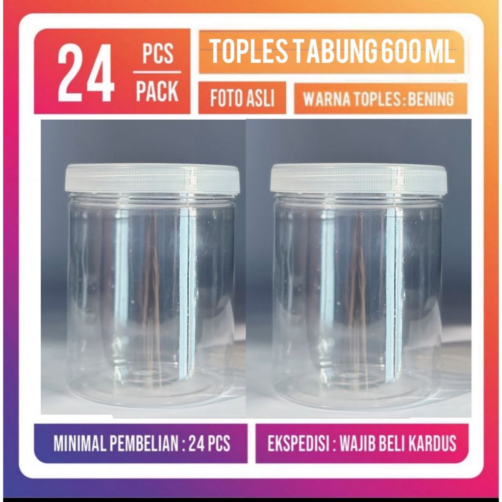 Toples Plastik 600 ml-Toples Tabung 600 l-Toples Kue 600 ml-Toples Hampers 600 ml