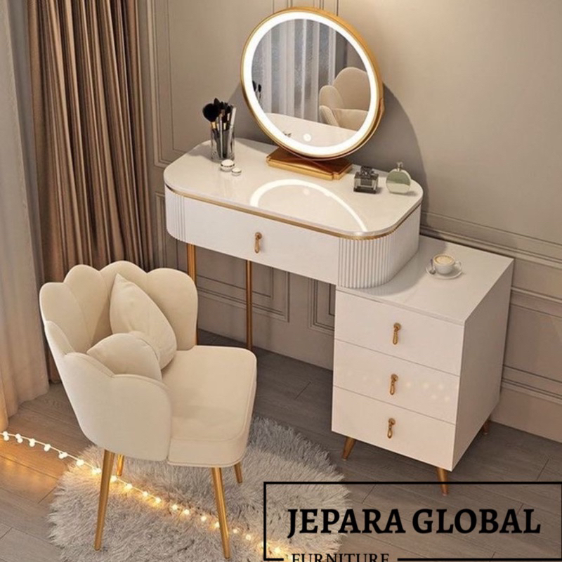 Meja Rias modern Cermin LED touchscreen Top Meja marmer Import - Meja Rias modern - meja rias kekini