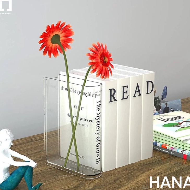 Segera Dapatkan ALLCRYLIC Book Vase HANA Vas Buku Bunga Akrilik Estetik Book Acrylic Air Pot Bunga A