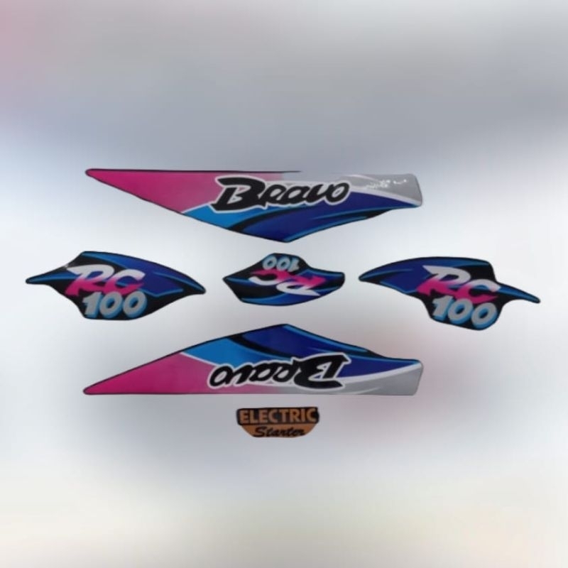 Striping Sticker Motor Suzuki Bravo RC 100 Electric Starter Biru Print Cutting Tahan Pernis