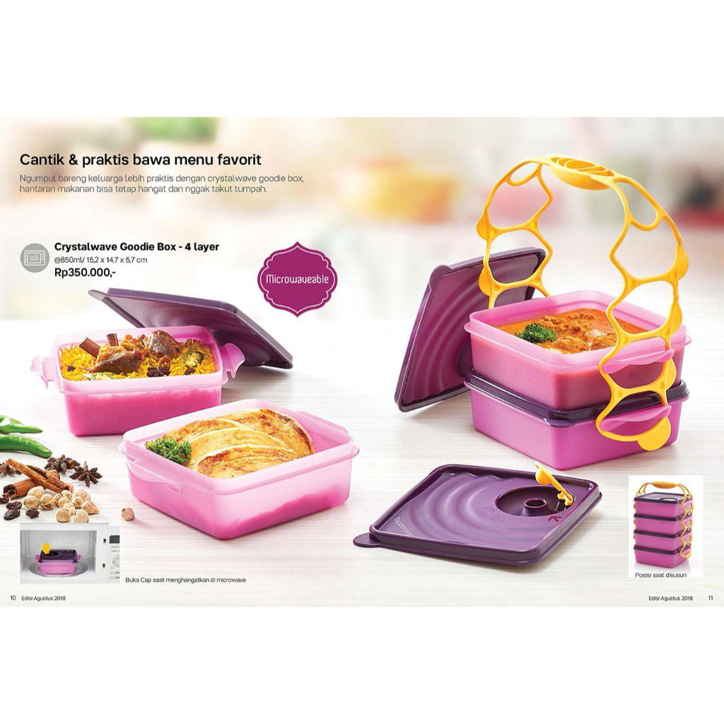 [ORIGINAL] NEW Crystawave Goodie Box 4 Layer Tupperware | Rantang Susun 4 Layer Tupperware 850ml