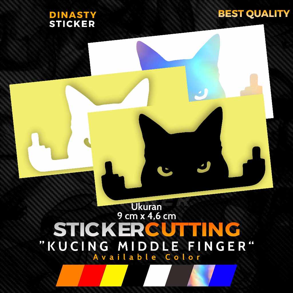 

STICKER STIKER CUTTING KUCING JARI TENGAH MEOW CAT MIDDLE FINGER FUCEK MEME