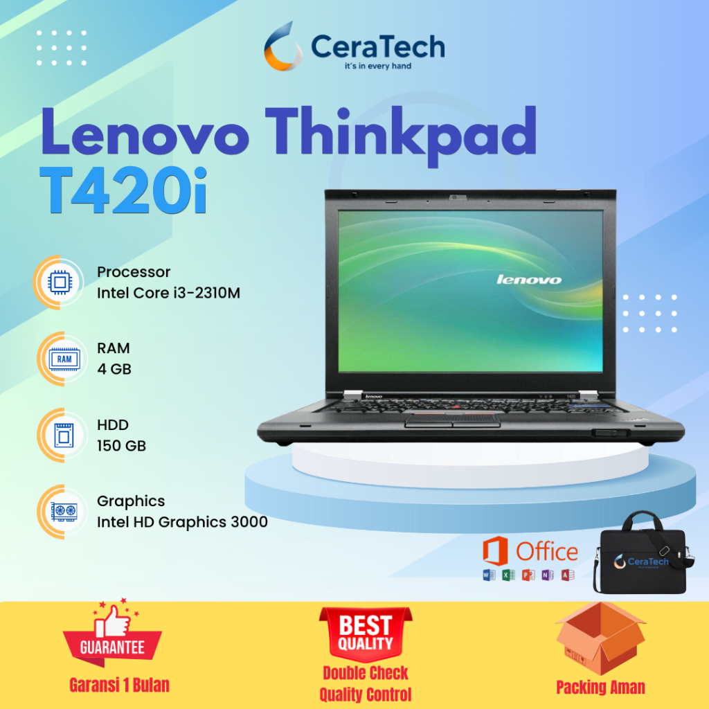 Laptop Lenovo Thinkpad T420i Core i3 RAM 4 GB HDD 320 GB Terjangkau Bergaransi