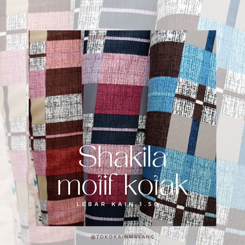 KAIN SHAKILA MOTIF KOTAK METERAN (HARGA PER 0.5 METER)