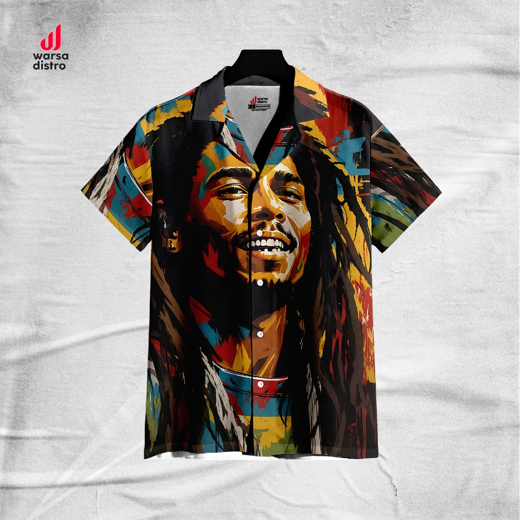 KEMEJA WARSA - Bob Marley 1 Pendek Regular Pria Dewasa