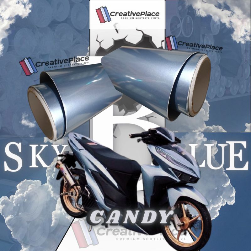 sticker skotlet motor warna skyblue candy / scotlite skyblue metallic candy / skotlet biru candy / s