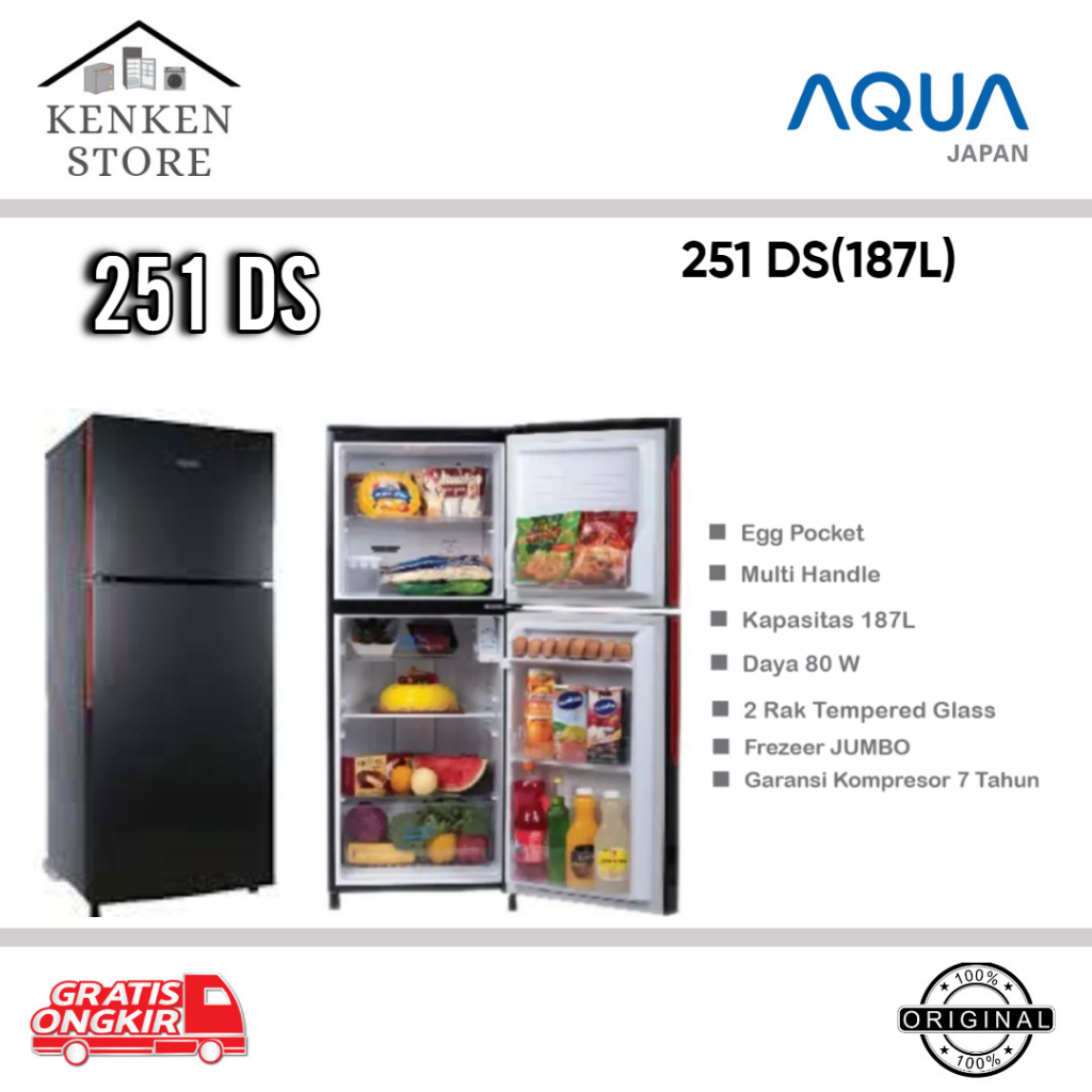 KULKAS AQUA 2 PINTU 251DS LEMARI ES 2PINTU AQUA 251DS