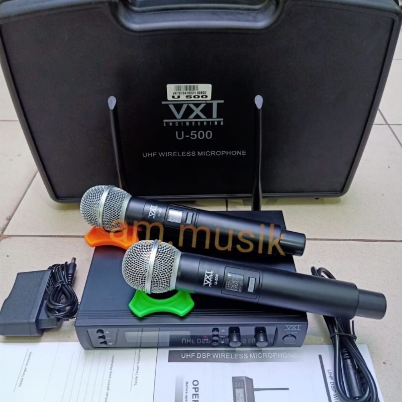 MIKROFON WIRELESS VXT U500 2 MIC MIK PEGANG GENGAM