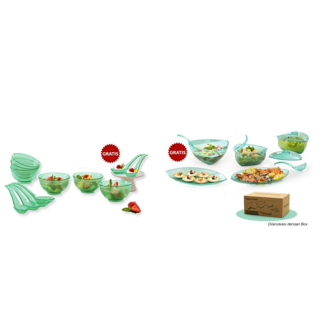 TUPPERWARE WADAH MAKANAN TRANSPARAN CRYSTAL TOSKA LOTUS PERSONAL BOWL SET SERVING COLLECTION