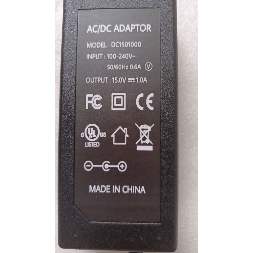 AC/DC ADAPTOR 15.0V 1.0A model : DC1501000