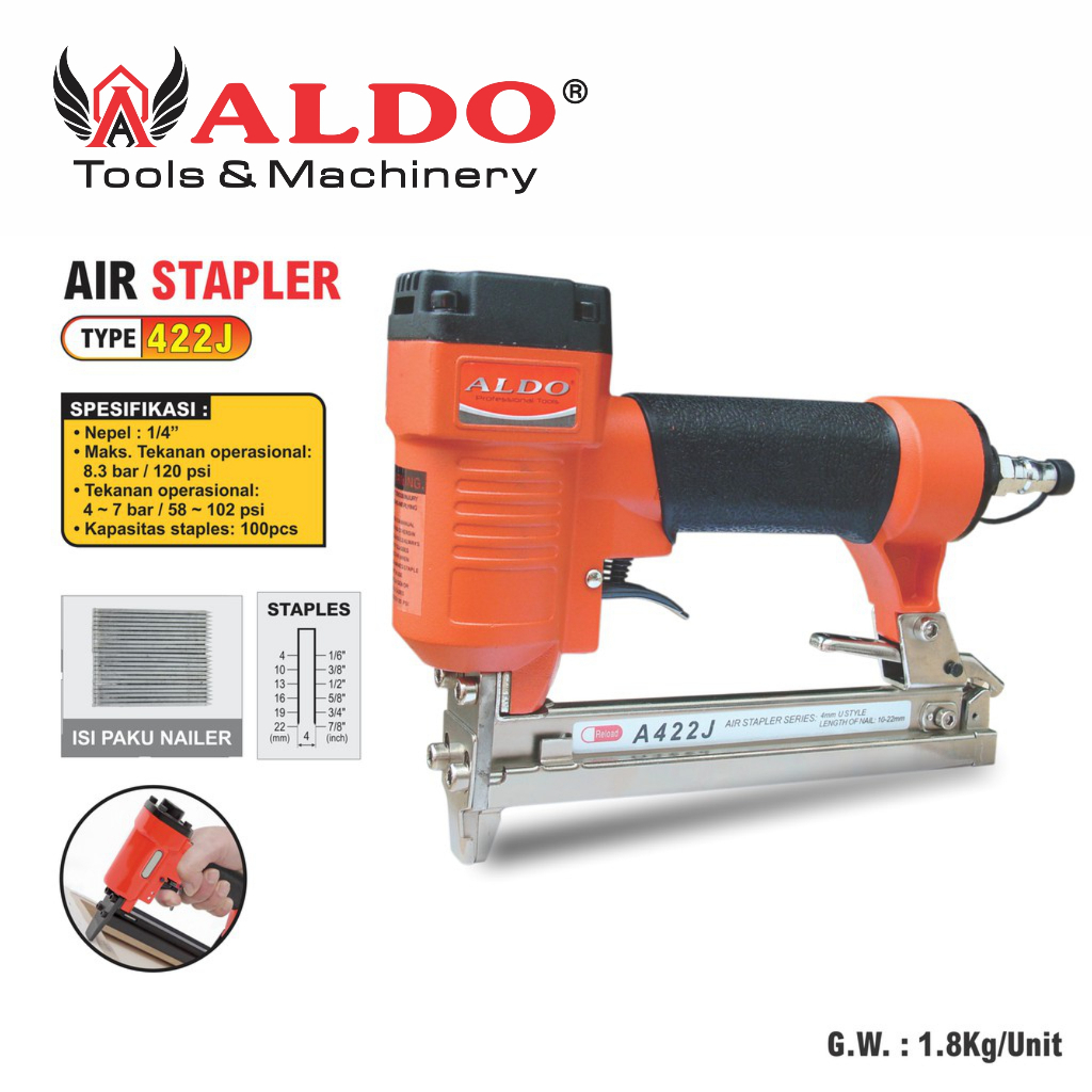

AIR STAPLER 422 J / ALAT TEMBAK STAPLES / MESIN TEMBAK STAPLES MERK ALDO