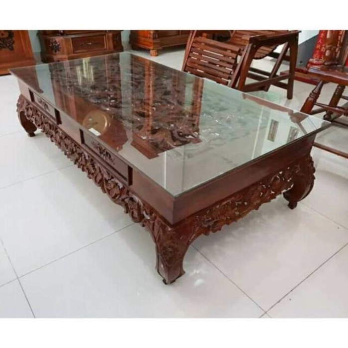 JUAL MEJA KETAPANG LACI 4 UKURAN BESAR PLUS KACA / MEJA BELAJAR UKIR JEPARA DISKON