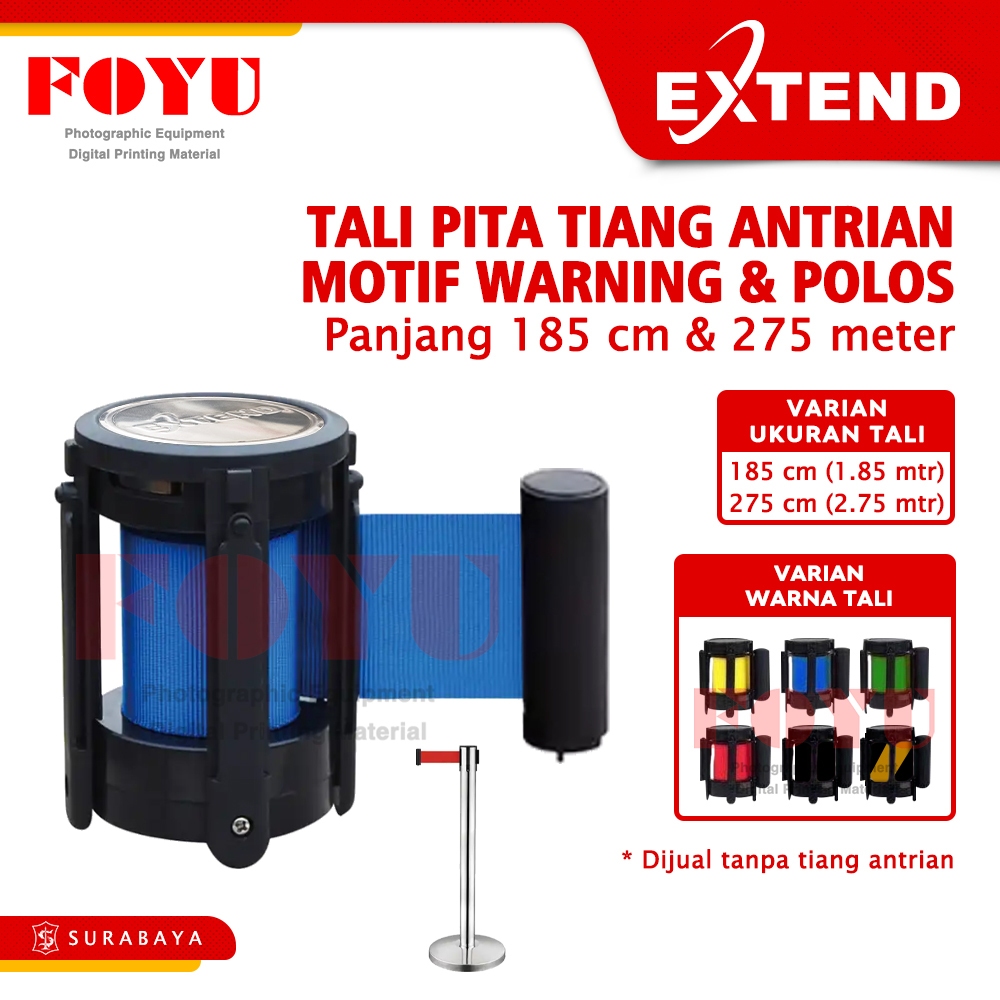 

Tali Pita Sabuk Tiang Pembatas Antrian Antrean Head Belt Queue Line Pole Railing Stand 2 3 meter Extend