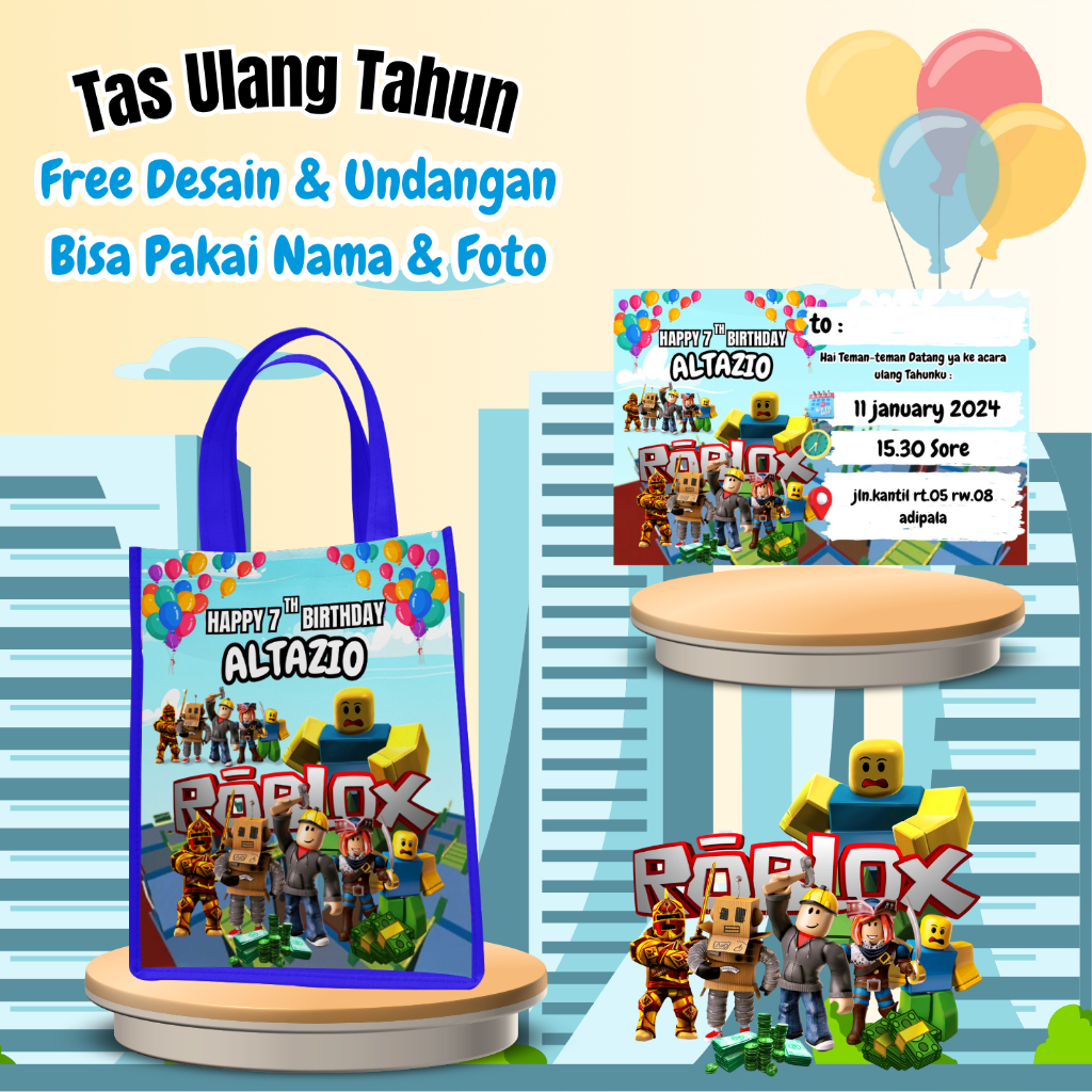 

80 Pcs Tas & Free Undangan Anak Ulang Tahun Custom Desain Muat Kfc