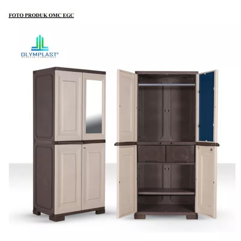 INSTAN Lemari Olymplast OMC EGC / Lemari Pakaian + Kaca / Lemari Serbaguna Gantungan Baju