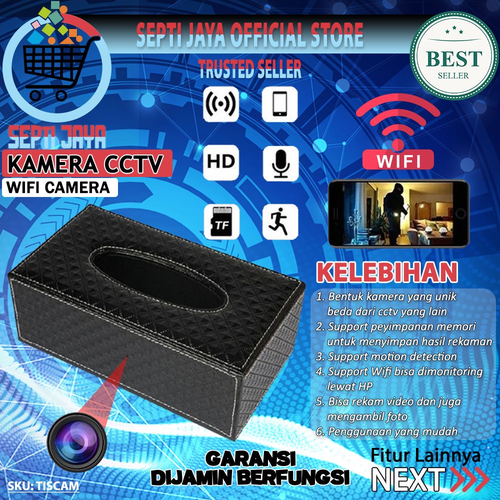 Kamera CCTV Wifi Camera Box Kotak Tempat Tisu Tssue Hidden Spycam Pengintai Keamanan Mata mata Rahas