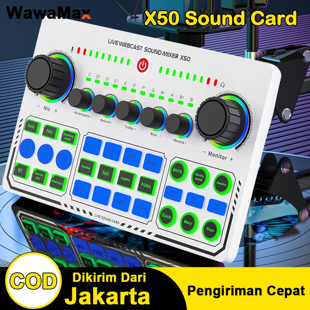 SOUNDCARD TERBARU SOUND CARD X50 SOUNDCARD 6 MODES RGB LED WIRELESS BLUETOOTH-COMPATIBLE EXTERNAL DJ