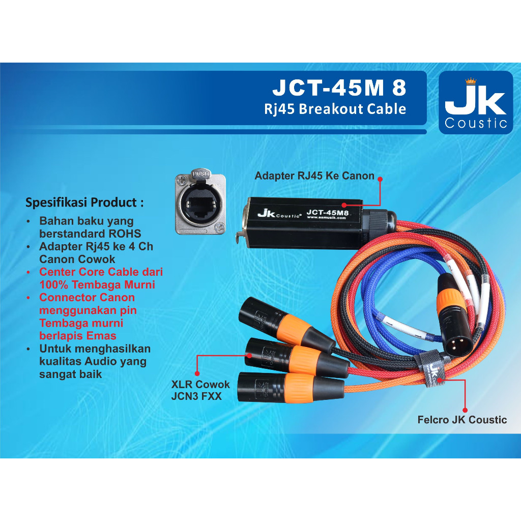 Kabel Breakout Jk Coustic JCT-45M8 Rj45