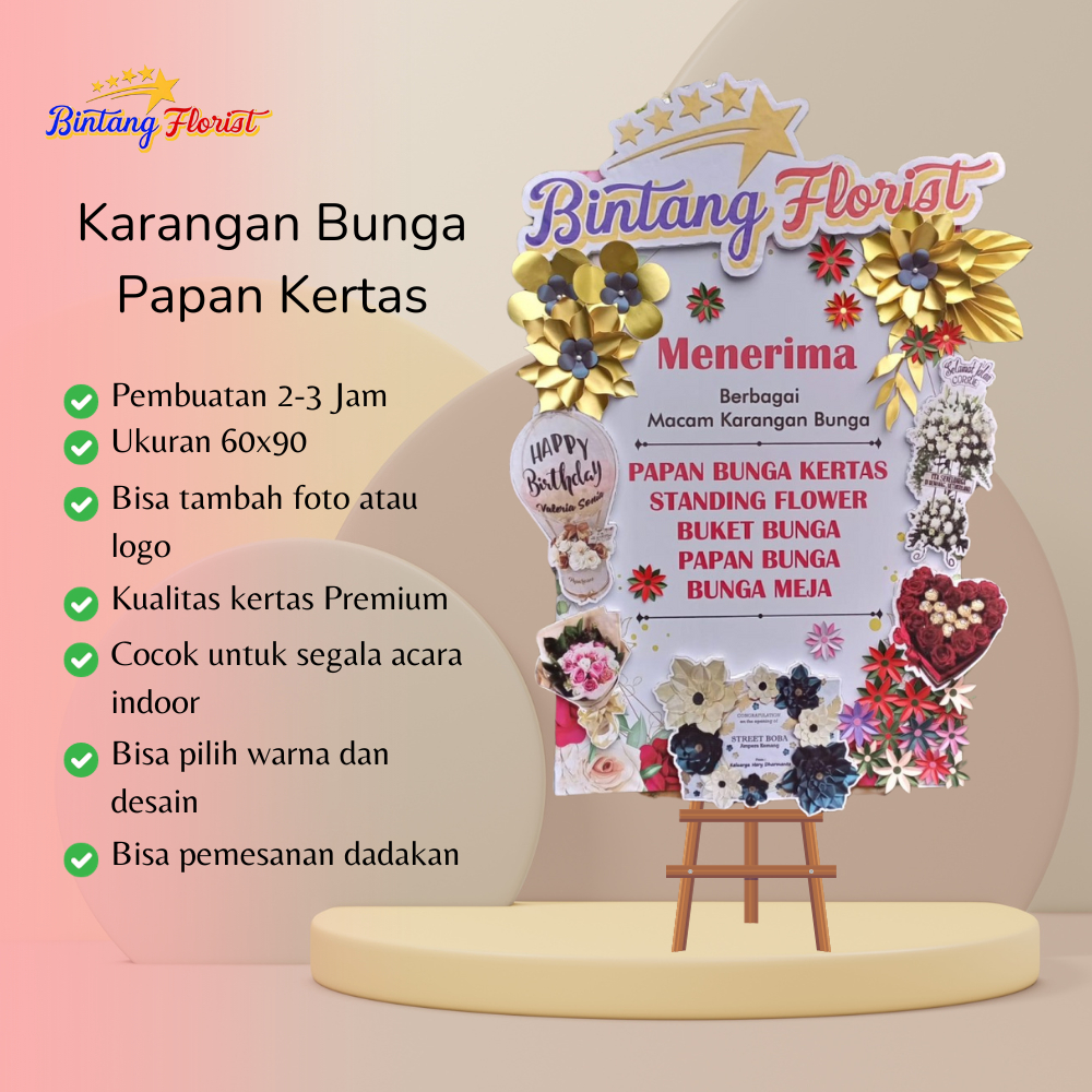PROMO Karangan Bunga Papan Kertas Ekslusif Jakarta Paper Blooms Acara Wisuda, Kelulusan, Selamat, Du