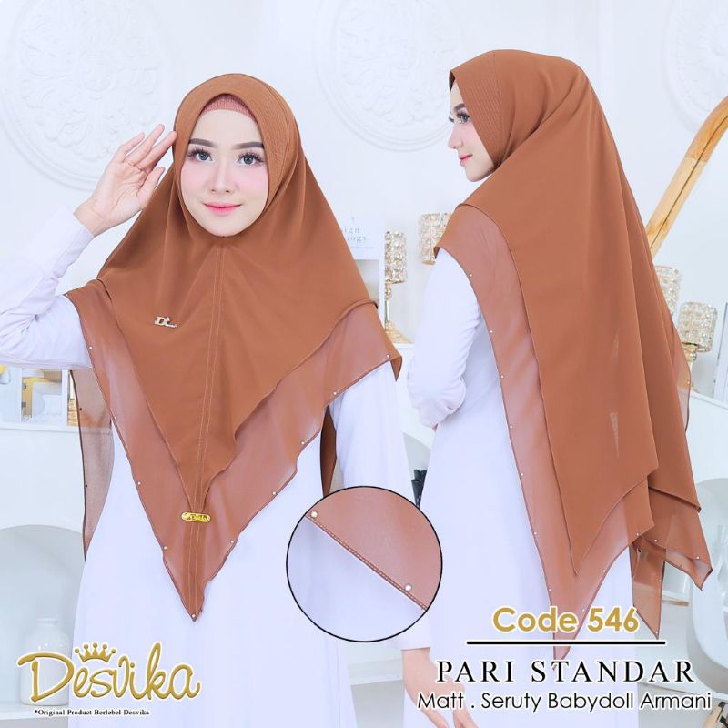 Jilbab instan DC 546 Khimar pari polos ceruty Babydoll by Desvika hijab
