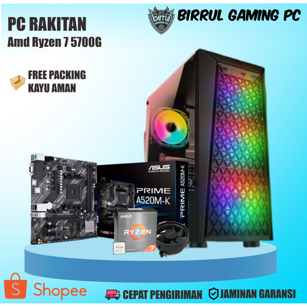 Pc Gaming Ryzen 7 5700G I Ram 16Gb I Ssd 120Gb I Hdd 500Gb I