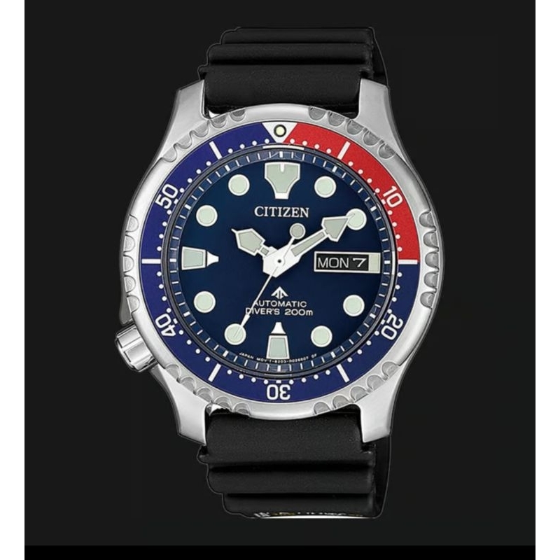 Citizen Promaster NY0086-16L Marine Fugu Automatic Divers 200M Blue Dial Black Rubber Strap
