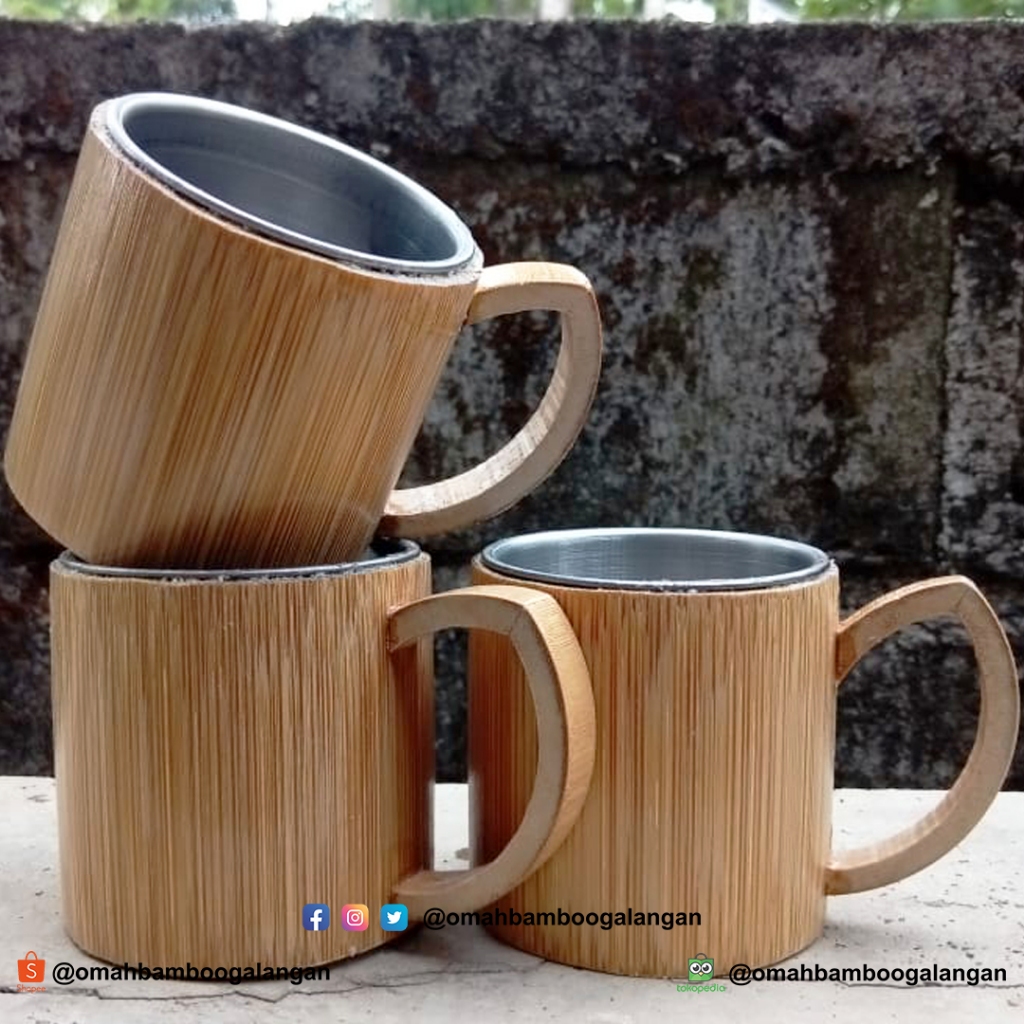 Gelas Cangkir Bambu Stainless, Cangkir Kopi Costum Bambu Stainless, Souvenir Gelas Cangkir Bambu Kap