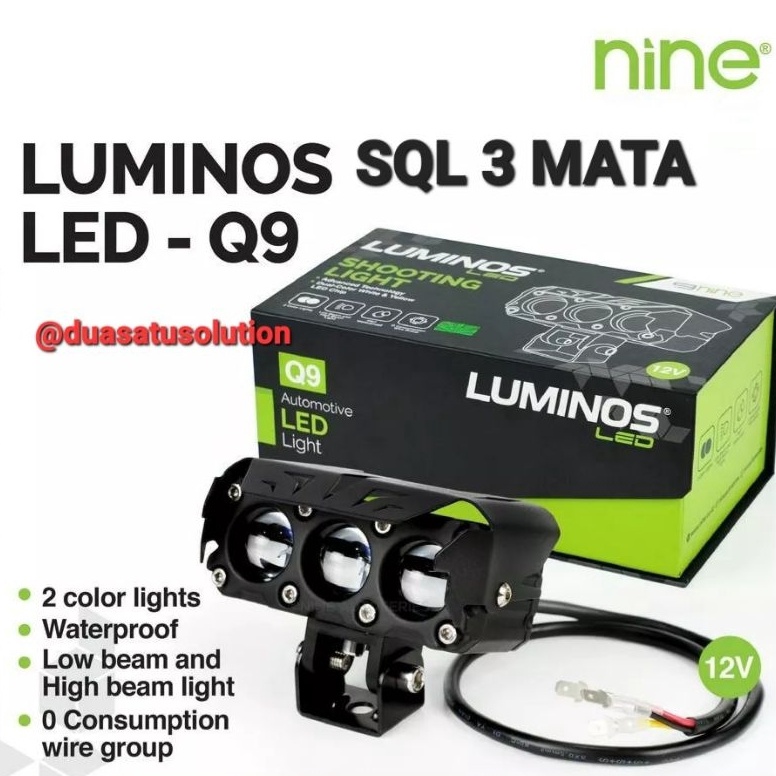 Paling Sesuai LAMPU LED TEMBAK LASER SQL 3 MATA LUMINOSLED Q9 Hi LOW MOBIL MOTOR 2 WARNA SUPER TERAN