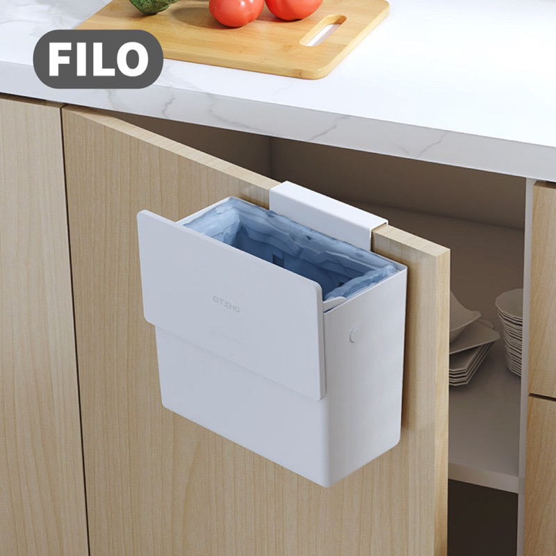 PUM FILO Tempat Sampah 6 Liter Wadah Putih Tong Sampah Portable Tempel Dinding Rak Dapur Tet Kamar