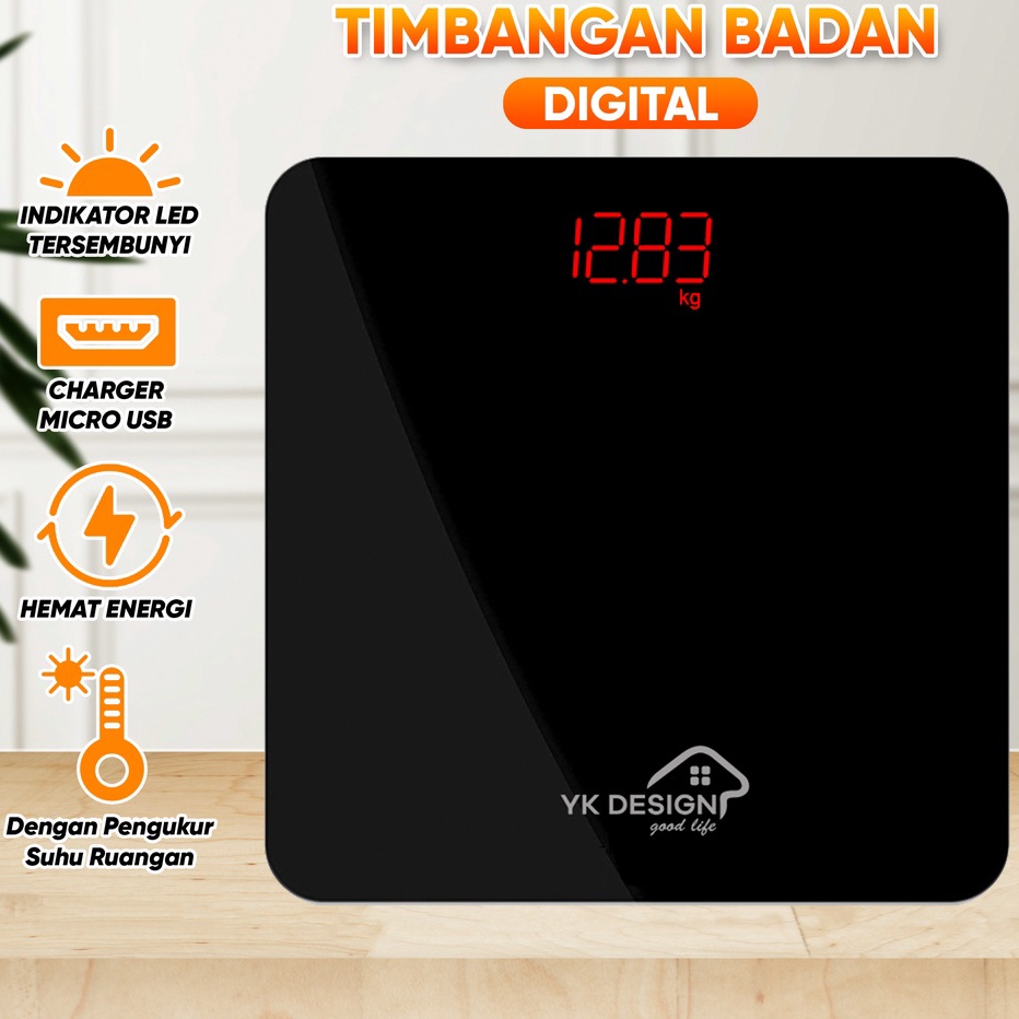 Dijual Murah Timbangan badan Timbangan Berat Badan Mini Digital BODY 18 KG Recharger USB YK DESIGN Y