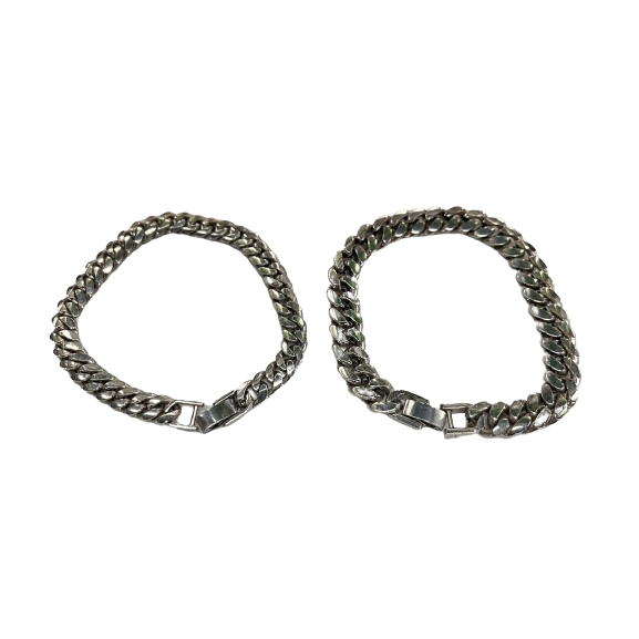 Gelang Pria Rantai Besar Titanium Tahan Karat Lebar 2,5mm Dan 3mm SIlver - Gelang Rntai Baja Pria
