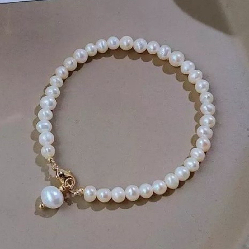 Gelang mutiara lombok | freshwater pearl bracelet | gelang rhodium mutiara air tawar asli lombok