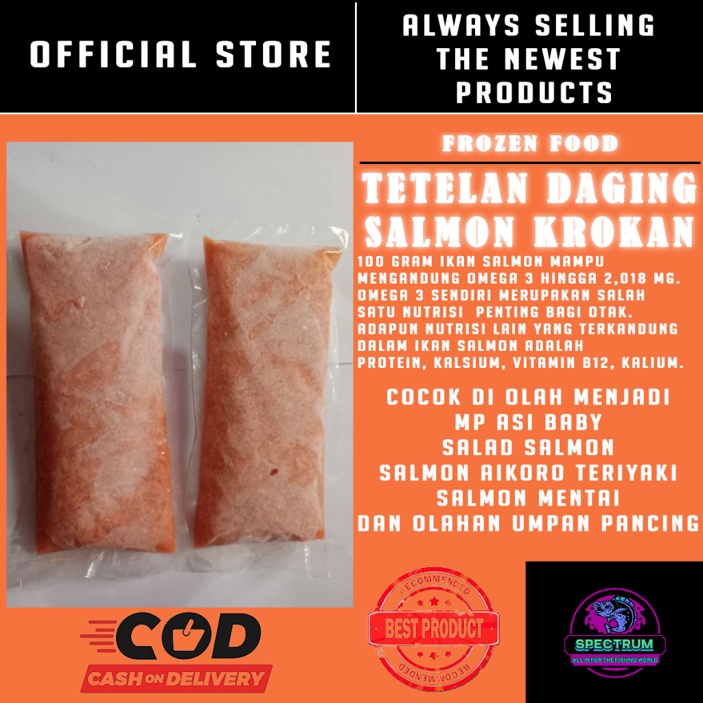 

Tetelan daging salmon scrape 500g Frozen Fresh