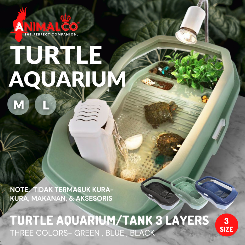 TURTLE TANK AQUARIUM SIZE M & L AKUARIUM RUMAH BAK KANDANG EMBER TEMPAT KURA KURA AIR BRAZIL SET FIL