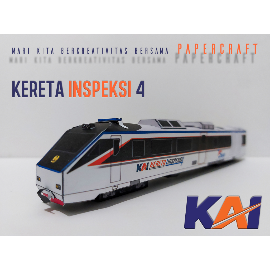 3D Papercraft Kereta Api Indonesia Kereta Inspeksi Pola Kertas DIY