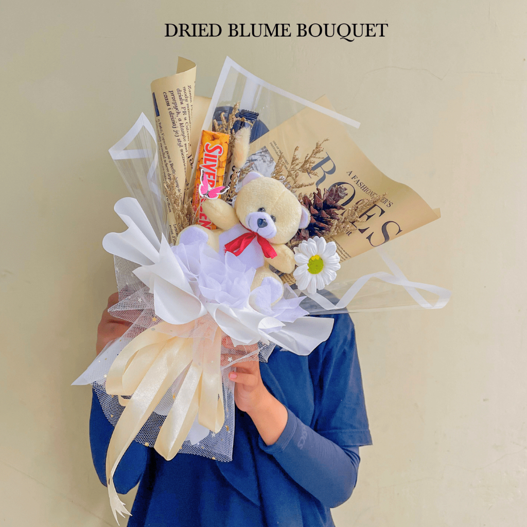 Buket Bunga Wisuda Buket Boneka Beruang Teddy Bear Graduation Bucket Bunga Jogja Hadiah Ultah Silver