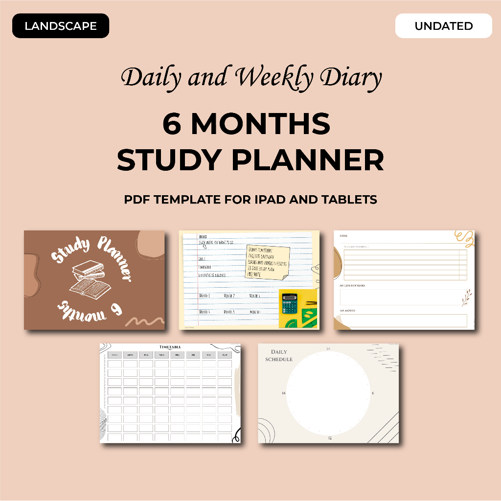 

[3] 6 Months Study Planner PDF + Hyperlinks, Planner belajar 6 bulan, Goodnotes