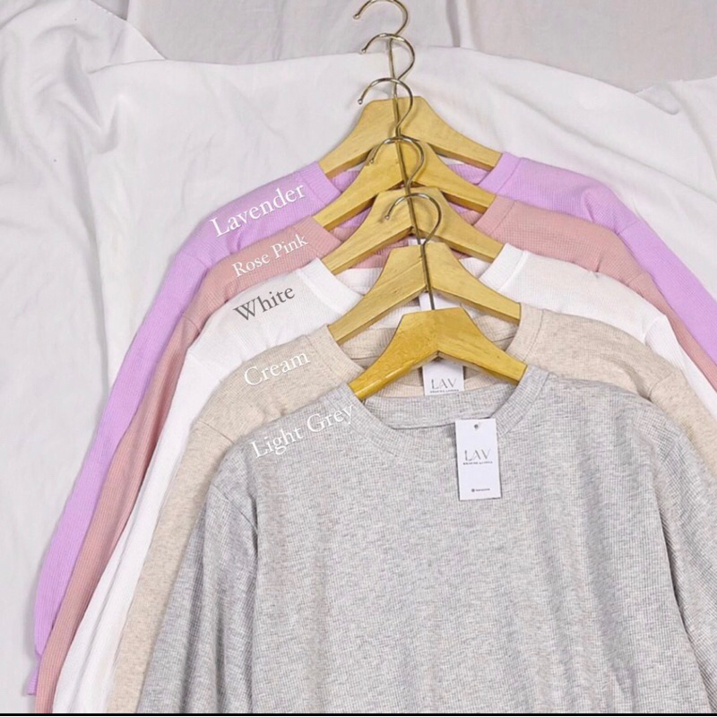 Gratong Lavena Clara Knit Blouse / Waffle Knit / Atasan Lengan Panjang Balon / Kaos Lengan Panjang