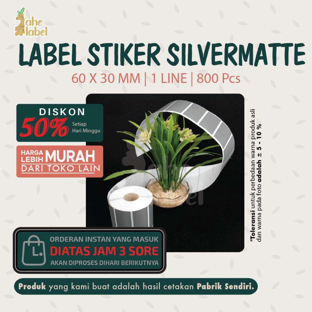 

LABEL STIKER BARCODE SILVERMATTE , SILVER PET MATE,