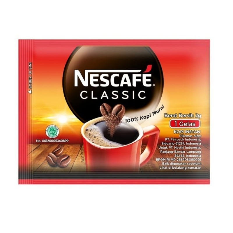 

Nescafe Classic 100 % Kopi Murni 2 g isi 60 sachet per pack