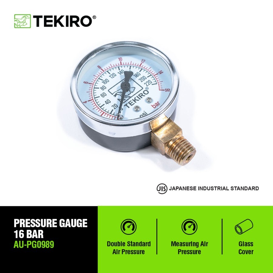 TEKIRO PRESSURE GAUGE FOR COMPRESSOR 16 BAR /PRESSURE GAUGE